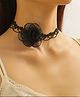 Ziory Floral Applique Detailed Choker - Black