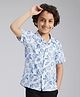 The Lion And The Fish Cotton Woven Half Sleeves Seashell Printed Shirt - White