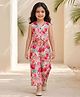 AJ Dezines Cotton Woven Sleeveless Floral Printed  Coordinating Top & Palazzo Set - Pink
