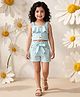 AJ Dezines Cotton Woven Sleeveless Frill Detailed Top & Shorts Set - Blue