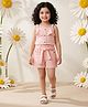 AJ Dezines Cotton Woven Sleeveless Frill Detailed Top & Shorts Set - Peach