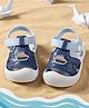 Yellow Bee Ship Applique Detailed Button Closure Sandals - Blue