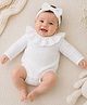 BOOP Crinkled Crepe Woven Full Sleeves Solid Onesie - White