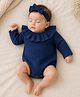 BOOP Crinkled Crepe Woven Full Sleeves Solid Onesie - Ink Blue