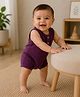 BOOP Organic Muslin Cotton Woven Sleeveless Solid Romper - Grape