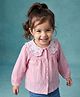 Babyhug Cotton Crinkled Crepe  Knit Full Sleeves Top with Floral Embroidery - Pink