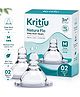 Kritiu Anti-Colic Natura Flo Teat/Nipple for Wide Neck Bottle, 2pcs, Medium Flow, 3m+, Cear