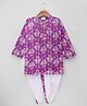 Teentaare Cotton Woven Full Sleeves Kurta and Dhoti with Paisley Print in Purple for 18-24 Months