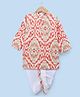 Teentaare Cotton Woven Full Sleeves Printed Kurta & Dhoti Set - Red