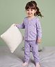 Babyoye Cotton Mixes Interlock Brushed Back Full Sleeves Vest & Pant Thermal Set with Hearts All Over Print - Lavender