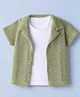 Babyhug 100% Cotton Woven Solid Crochet Shirt with T-Shirt Half Sleeves in Green