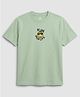 CODEZ Cotton Knit Half Sleeves N Joy Your Life Text & Smiley Printed Tee - Green