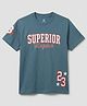 CODEZ Cotton Knit Half Sleeves Superior Legend Text Printed Tee - Teal