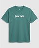 CODEZ Cotton Knit Half Sleeves Break Limits Text Printed Tee - Blue