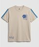 CODEZ Cotton Knit Half Sleeves Basketball Printed Tee - Beige