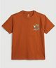 CODEZ Cotton Knit Half Sleeves Tropical Theme Back Printed Tee - Orange