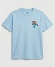 CODEZ Cotton Knit Half Sleeves Beach Theme Back Printed Tee - Blue