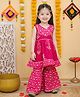 Titrit Cotton Woven Sleeveless Gota Lace Embellished & Floral Printed Kurti Sharara Set - Pink