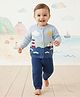 ToffyHouse Knit Full Sleeves Sweater Set with Nautical Theme Design - Navy Blue