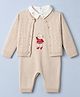 ToffyHouse Knitted Full Sleeves Party Rompers With Jacket Bear Design in Offwhite