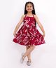 Titrit Cotton Woven Sleeveless Floral Printed Dress - Maroon