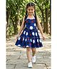 Titrit Cotton Woven Sleeveless Polka Dots Printed Dress - Navy Blue
