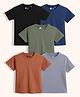 Orange Sugar 100% Cotton Knit Pack Of 5 Half Sleeves Solid Tees - Black Blue Grey & Rust