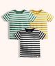 Orange Sugar 100% Cotton Knit Pack Of 3 Half Sleeves Striped Tees - Black Green & Yellow