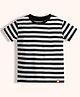 Orange Sugar 100% Cotton Knit Half Sleeves Striped Tee - Black