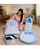 Babytoons Baby Sleeping Essential Reversible Nest Carry Bag Dry Sheets & Mattress with Net 0-6 Months - Blue