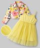Ollington St. Cotton Twill Full Sleeves Jacket and Frock with Floral Print in Yellow