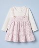 Kids Magic Cotton Knitted Tiered Frock with Full Sleeves & Floral Print in Pink