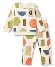 Kids Magic Cotton Knit Full Sleeves Winter Wear Co-ords Suit With Floral Print - Olive Green