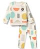 Kids Magic Cotton Knit Full Sleeves Winter Wear Co-ords Suit With Floral Print - Turquoise