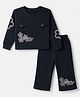 Kids Magic Cotton Full Sleeves Top and Pant with Full Length and Floral Print in Navy Blue for 2-3 Years