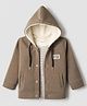 Kids Magic Cotton Waffle Knit Full Sleeves Jacket and T-Shirt Set with Arcade Patch in Brown