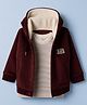 Kids Magic Cotton Knit Full Sleeves Jacket and Striped Inner Tee with Full Sleeves and Label Patch - Maroon