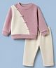 Kids Magic Cotton Knit Full Sleeves Winter Wear Suit With Bow Applique - Pink