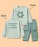 Kids Magic Cotton Knit Full Sleeves Winter Wear Suit With Floral Applique - Light Blue