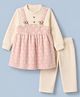 Kids Magic Cotton Knit Full Sleeves Winter Wear Suit With Bear Applique - Pink
