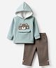 Kids Magic Coton Knit Full Sleeves T-shirt and Pant Full Sleeves with Full Length and Bear Applique in Light Green