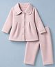 Kids Magic Cotton Woven Full Sleeves Top and Pant Set with Full Length and Flower Embroidery in Pink