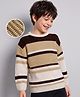 Arias Knit Pullover with Full Sleeves and Striped Design - Brown