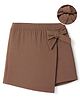 Kookie Kids Woven Solid Skort With Bow Applique - Dark Brown