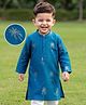 Babyhug Woven Kurta with Full Sleeves and Palm Tree Foil Print in Teal Blue