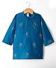 Babyhug Woven Kurta with Full Sleeves and Palm Tree Foil Print in Teal Blue