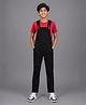 Kiddopanti Denim Woven Sleeveless Solid Dungaree - Black