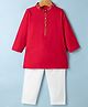 Babyhug Woven Kurta and Pyjama Set with Full Sleeves and Placket Embroidery in Red for New born