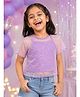 Kaboosh Knit Half Sleeves Glitter Embellished Top With Solid Inner - Purple & Lilac