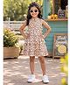 Kiddopanti Cotton Woven Sleeveless Orange Printed Layered Dress - Orange